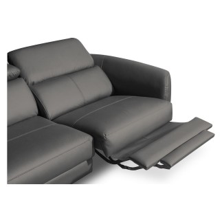 Canapé d'angle relax en cuir de luxe italien avec relax électrique, 5 places BERTONI, gris foncé, angle gauche