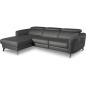 Canapé d'angle relax en cuir de luxe italien avec relax électrique, 5 places BERTONI, gris foncé, angle gauche