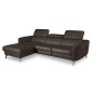 Canapé d'angle relax en cuir de luxe italien avec relax électrique, 5 places BERTONI, chocolat, angle gauche