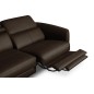 Canapé d'angle relax en cuir de luxe italien avec relax électrique, 5 places BERTONI, chocolat, angle gauche