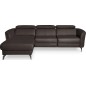 Canapé d'angle relax en cuir de luxe italien avec relax électrique, 5 places BERTONI, chocolat, angle gauche
