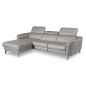 Canapé d'angle relax en cuir de luxe italien avec relax électrique, 5 places BERTONI, gris clair, angle gauche