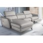Canapé d'angle relax en cuir de luxe italien avec relax électrique, 5 places BERTONI, gris clair, angle gauche