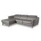 Canapé d'angle relax en cuir de luxe italien avec relax électrique, 5 places BERTONI, gris clair, angle gauche
