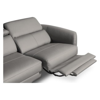 - Canapé d'angle relax en cuir de luxe italien avec relax électrique, 5 places BERTONI, taupe, angle gauche