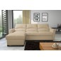 - Canapé d'angle convertible en cuir de luxe italien , 5 places LUGANO, beige, angle gauche