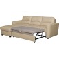 - Canapé d'angle convertible en cuir de luxe italien , 5 places LUGANO, beige, angle gauche