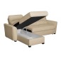 - Canapé d'angle convertible en cuir de luxe italien , 5 places LUGANO, beige, angle gauche