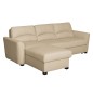 - Canapé d'angle convertible en cuir de luxe italien , 5 places LUGANO, beige, angle gauche