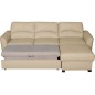 Canapé d'angle convertible en cuir de luxe italien , 5 places LUGANO, beige, angle droit