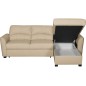 Canapé d'angle convertible en cuir de luxe italien , 5 places LUGANO, beige, angle droit