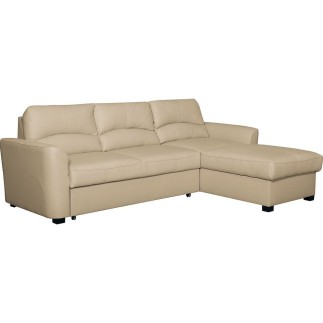 Canapé d'angle convertible en cuir de luxe italien , 5 places LUGANO, beige, angle droit