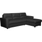 Canapé d'angle convertible en cuir de luxe italien , 5 places LUGANO, noir, angle droit