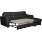 Canapé d'angle convertible en cuir de luxe italien , 5 places LUGANO, noir, angle droit