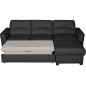 Canapé d'angle convertible en cuir de luxe italien , 5 places LUGANO, noir, angle droit