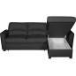 Canapé d'angle convertible en cuir de luxe italien , 5 places LUGANO, noir, angle droit