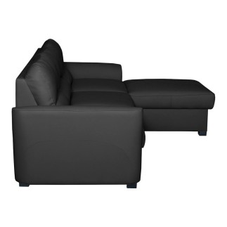 Canapé d'angle convertible en cuir de luxe italien , 5 places LUGANO, noir, angle droit