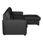 Canapé d'angle convertible en cuir de luxe italien , 5 places LUGANO, noir, angle droit