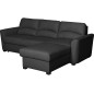 Canapé d'angle convertible en cuir de luxe italien , 5 places LUGANO, noir, angle droit