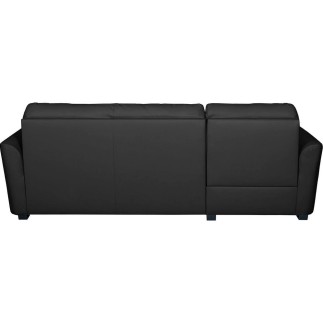 Canapé d'angle convertible en cuir de luxe italien , 5 places LUGANO, noir, angle gauche
