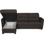 - Canapé d'angle convertible en cuir de luxe italien , 5 places LUGANO, chocolat, angle gauche