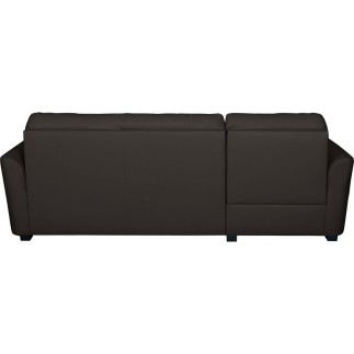 - Canapé d'angle convertible en cuir de luxe italien , 5 places LUGANO, chocolat, angle gauche