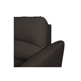 - Canapé d'angle convertible en cuir de luxe italien , 5 places LUGANO, chocolat, angle gauche