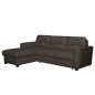- Canapé d'angle convertible en cuir de luxe italien , 5 places LUGANO, chocolat, angle gauche