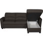Canapé d'angle convertible en cuir de luxe italien , 5 places LUGANO, chocolat, angle droit