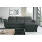 Canapé d'angle convertible en cuir de luxe italien , 5 places LUGANO, gris foncé, angle droit