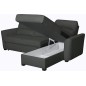 Canapé d'angle convertible en cuir de luxe italien , 5 places LUGANO, gris foncé, angle droit