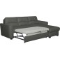 Canapé d'angle convertible en cuir de luxe italien , 5 places LUGANO, gris foncé, angle droit