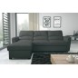 - Canapé d'angle convertible en cuir de luxe italien , 5 places LUGANO, gris foncé, angle gauche