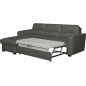 - Canapé d'angle convertible en cuir de luxe italien , 5 places LUGANO, gris foncé, angle gauche