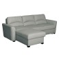 Canapé d'angle convertible en cuir de luxe italien , 5 places LUGANO, gris clair, angle gauche