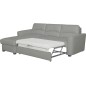 Canapé d'angle convertible en cuir de luxe italien , 5 places LUGANO, gris clair, angle gauche