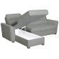 Canapé d'angle convertible en cuir de luxe italien , 5 places LUGANO, gris clair, angle gauche