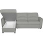Canapé d'angle convertible en cuir de luxe italien , 5 places LUGANO, gris clair, angle gauche