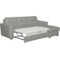 Canapé d'angle convertible en cuir de luxe italien , 5 places LUGANO, gris clair, angle droit