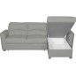 Canapé d'angle convertible en cuir de luxe italien , 5 places LUGANO, gris clair, angle droit