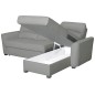 Canapé d'angle convertible en cuir de luxe italien , 5 places LUGANO, gris clair, angle droit