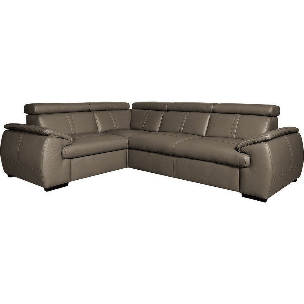 - Canapé d'angle en 100% cuir de luxe italien , 5 places Cintia, couleur taupe, angle gauche