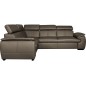 - Canapé d'angle en 100% cuir de luxe italien , 5 places Cintia, couleur taupe, angle gauche
