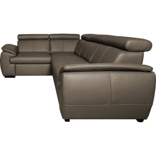 - Canapé d'angle en 100% cuir de luxe italien , 5 places Cintia, couleur taupe, angle gauche