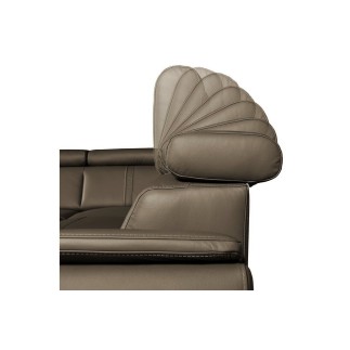 - Canapé d'angle en 100% cuir de luxe italien , 5 places Cintia, couleur taupe, angle gauche