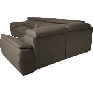 Canapé d'angle en 100% cuir de luxe italien , 5 places Cintia, couleur taupe, angle droit