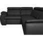 Canapé d'angle en 100% cuir de luxe italien , 5 places Cintia, couleur noir, angle gauche
