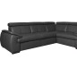 Canapé d'angle en 100% cuir de luxe italien , 5 places Cintia, couleur noir, angle droit