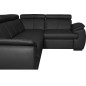 Canapé d'angle en 100% cuir de luxe italien , 5 places Cintia, couleur noir, angle droit