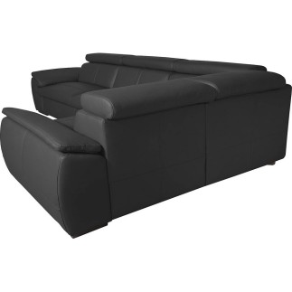 Canapé d'angle en 100% cuir de luxe italien , 5 places Cintia, couleur noir, angle droit